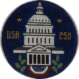 Needlepoint Handpainted Rebecca Wood 250 Years Capitol 4"