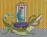 Needlepoint Handpainted Colors of Praise Elephant AN153 Alligator and Parrot