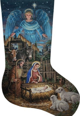 Needlepoint Handpainted Liz Goodrick Dillon Christmas Stocking Angel Above 21"