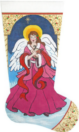 Needlepoint Handpainted Lee Christmas Angel w/ Harp 23"