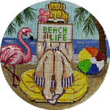 Needlepoint Handpainted Gayla Elliot Beach Life Stitching Girl 5"