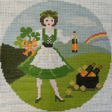 Needlepoint Handpainted Gingham Stitchery Betty Loves St. Patrick's w/Stitch Guide