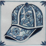 Needlepoint Handpainted Alice Peterson Blue Delft Cap 8x8