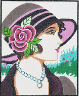 Needlepoint Handpainted Lee Vogue Lady Burgundy 8x10
