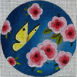 Needlepoint Handpainted Colors of Praise Butterfly and Flowers 3" IN305
