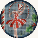 Needlepoint Handpainted Rebecca Wood Candy Cane Dancer 4"