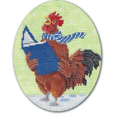 Needlepoint Handpainted Christmas CBK Caroling Rooster 4x5