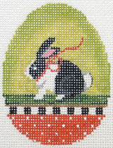 Needlepoint Handpainted Kelly Clark Easter Egg Chartreuse Bunny 3x3