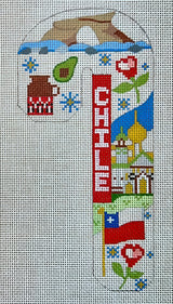 Needlepoint Handpainted Christmas Danji Chile Candy Cane 3x6