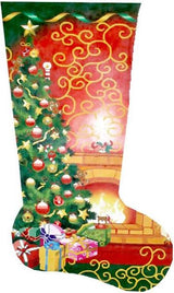 Needlepoint Handpainted Lee Christmas Room Stocking 23"