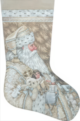 Needlepoint Handpainted Liz Goodrick Dillon Christmas Stocking Classic Santa 21"