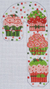 Needlepoint Handpainted Christmas Danji Candy Cane Cupcakes