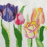 Needlepoint Handpainted Jean Smith Small Dancing Tulips 8x8