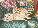 Needlepoint Handpainted Needle Crossings Dog Tired