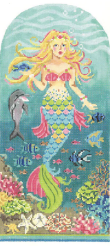 Needlepoint Handpainted Kelly Clark Dolphina Mermaid +SG + Beads