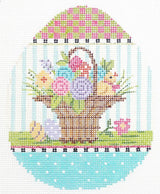 Needlepoint Handpainted Kelly Clark Easter Egg Basket 4x5