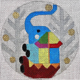 Needlepoint Handpainted Melissa Prince Elephant Abstract 4"