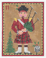 Needlepoint Handpainted Kelly Clark 12 Days of Christmas 4x5