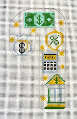 Needlepoint Handpainted Christmas Danji Finance Candy Cane 3x5