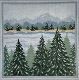 Needlepoint Handpainted Needle Crossings Forest Greenery 7"