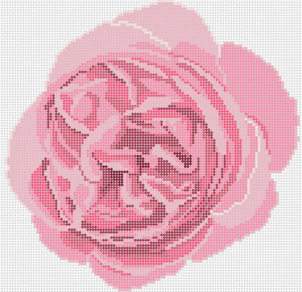 Needlepoint Handpainted Suzie Vallerie Garden Rose 8x8 Salty Stitcher