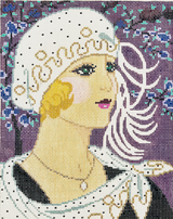 Needlepoint Handpainted Lee Girl with White Hat 8x10