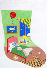 Needlepoint HandPainted Goodnight Moon Christmas Stocking