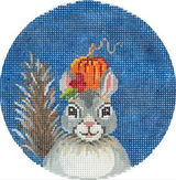 Needlepoint Handpainted Kelly Clark Graham Gray Halloween Squirrel 4.5"