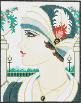 Needlepoint Handpainted Lee Vogue Girl Gray 8x10