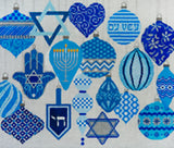 Needlepoint Handpainted JP Needlepoint Hanukkah Ornaments 12x14
