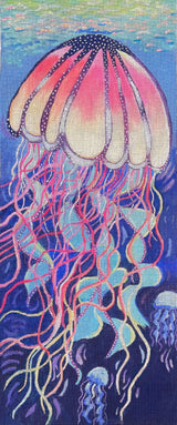 Needlepoint Handpainted Purple Palm Jazzy Jelly 8x19