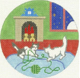Needlepoint HandPainted Goodnight Moon Kittens Silver Needle
