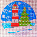 Needlepoint Handpainted Danji Christmas Lighthouse #1  4"