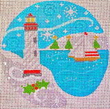 Needlepoint Handpainted Danji Christmas Lighthouse #4  4"