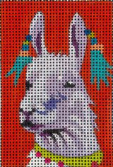 Needlepoint Handpainted Colors of Praise Luggage Insert Llama 3x2