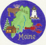 Needlepoint Handpainted Silver Needle Maine Christmas 4.5"