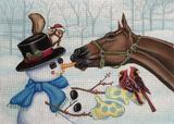Needlepoint Handpainted Christmas Brenda Stofft Mountain and the Snowman