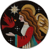 Needlepoint Handpainted Rebecca Wood Night Angel 4"