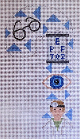 Needlepoint Handpainted Christmas Danji Optometrist Candy Cane 3x5