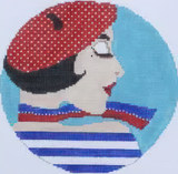 Needlepoint Handpainted CBK Parisienne Girl 6"