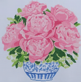 Needlepoint Handpainted Jean Smith Peony Bouquet 14x14