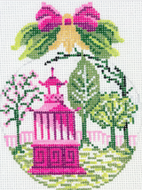 Needlepoint Handpainted Kelly Clark Pink Buds Garden Folly Egg 4x5