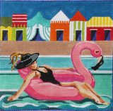 Needlepoint Handpainted PLD Designs Poolside Cabanas 6x6