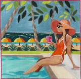 Needlepoint Handpainted PLD Designs Poolside Cocktails 6x6