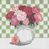 Needlepoint Handpainted Sandra Gilmore Pretty in Pinks 11x11