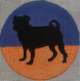 Needlepoint Handpainted Suzie Vallerie Pug 4"