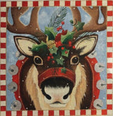 Needlepoint Handpainted Raymond Crawford Reindeer Portrait 12"