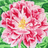 Needlepoint Handpainted Jean Smith Ruffled Pink Peony 14x14