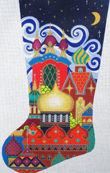 Handpainted Needlepoint Amanda Lawford Russia Christmas Stocking 21"