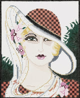 Needlepoint Handpainted Lee Vogue Girl Rust 8x10